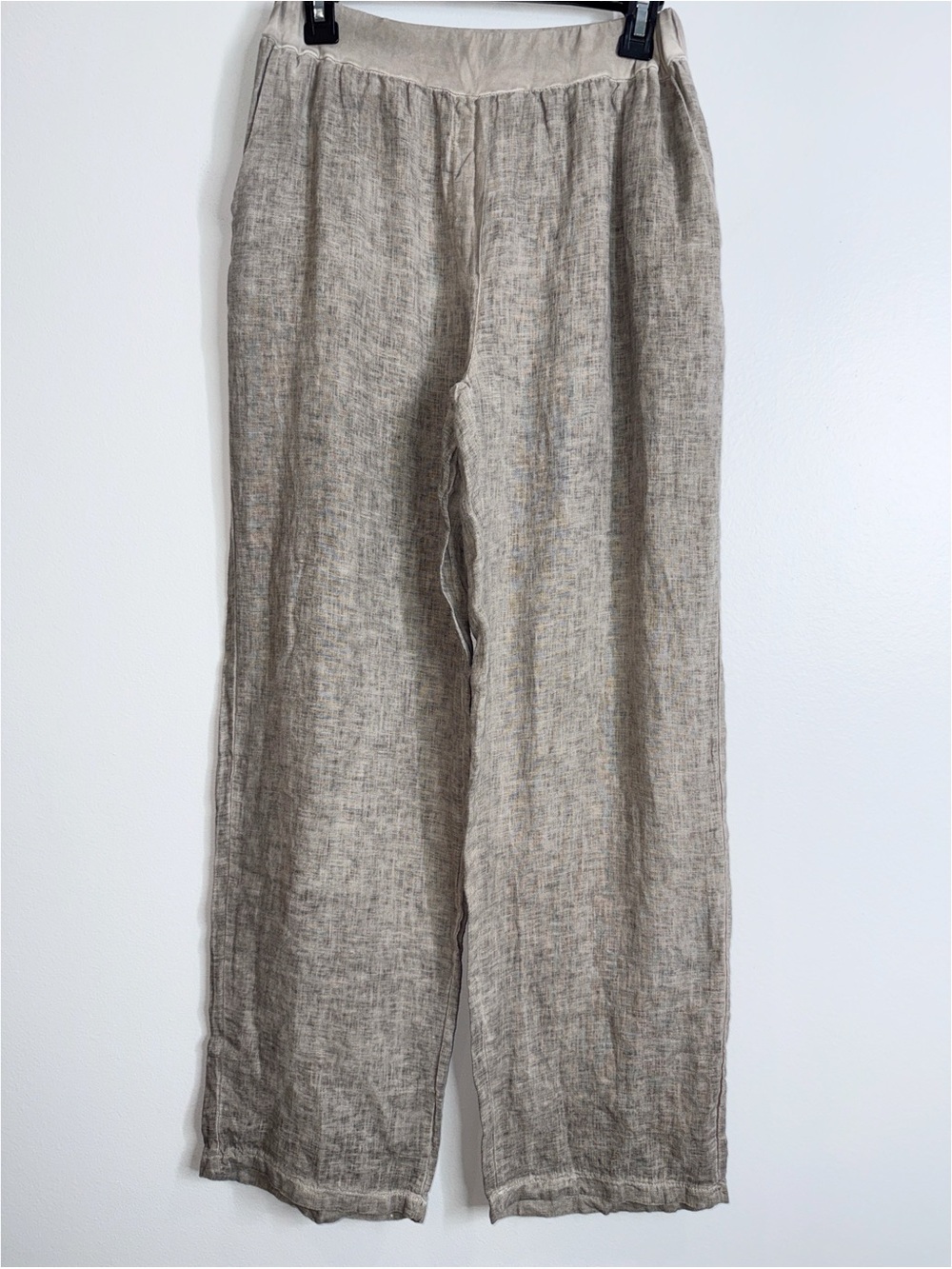 Tempo Paris 100% linen coastal lightweight elastic waistband pants size medium